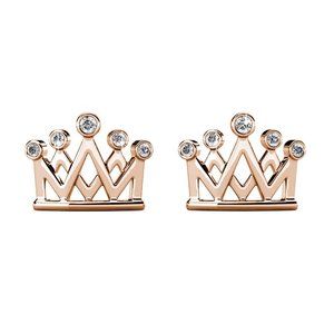 Rose Gold Princess‎ Crown Stud Earrings With Australian Crystals